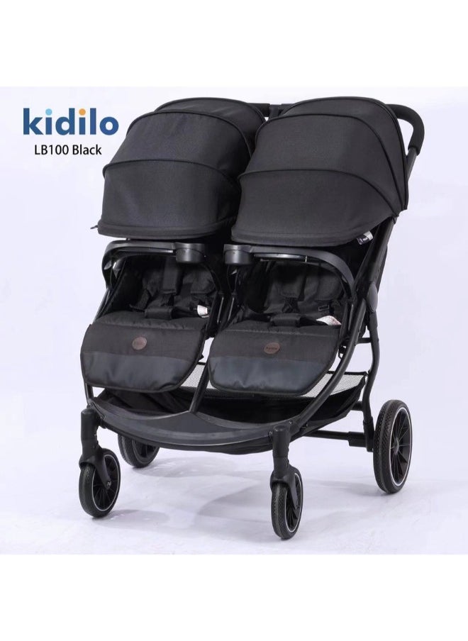 Kidilo Kidilo Baby Twin Stroller- (Lb100) BLACK 