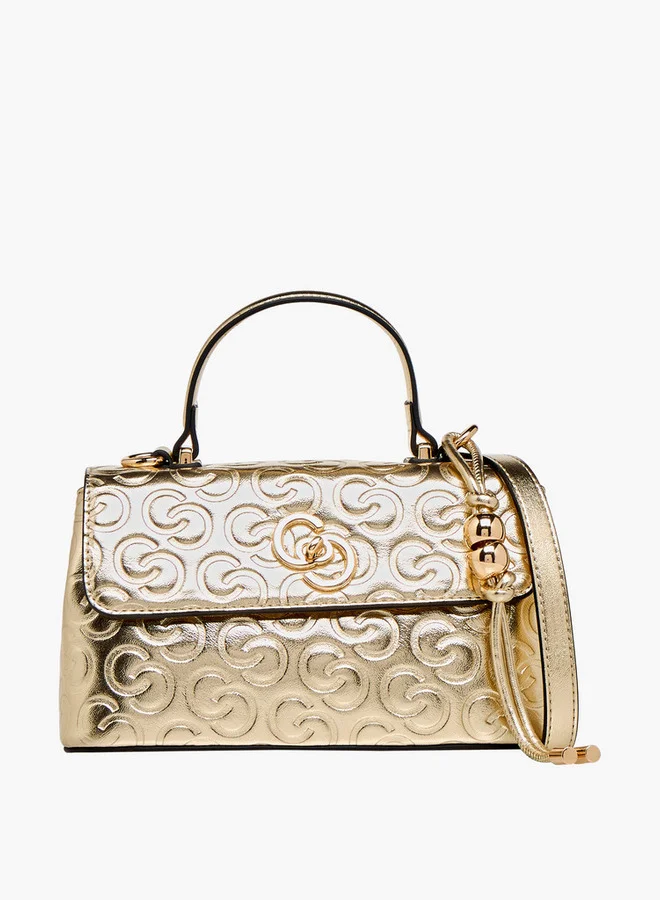 سيليست Monogram Embossed Crossbody Bag with Detachable Strap and Twist Lock Closure