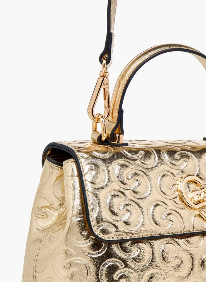 Celeste Monogram Embossed Crossbody Bag with Detachable Strap and Twist Lock Closure