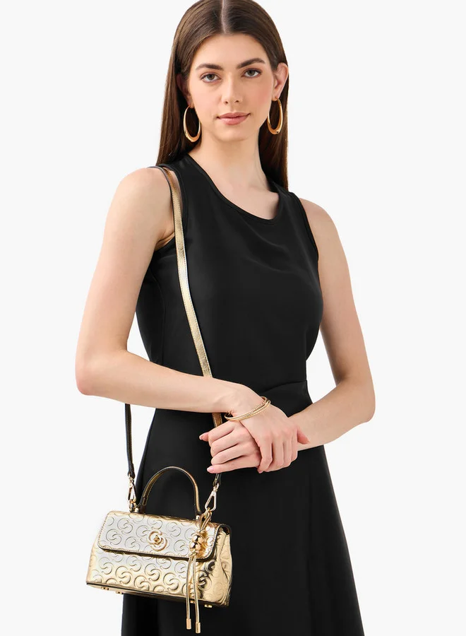 سيليست Monogram Embossed Crossbody Bag with Detachable Strap and Twist Lock Closure