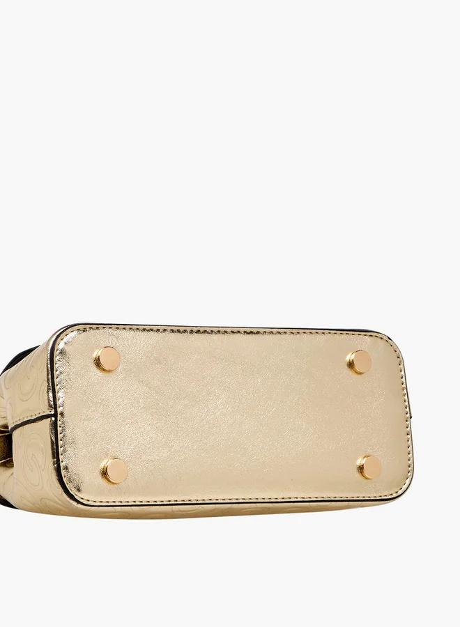 Celeste Monogram Embossed Crossbody Bag with Detachable Strap and Twist Lock Closure