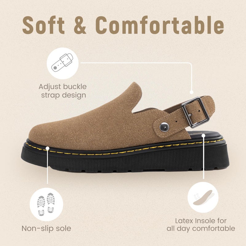 Athlefit Women's Clogs Shoes with Back Strap Comfortable Latex Footbed Slip-On Adjustable Slingback Mules Zapatos para Mujer Brown - Image 3