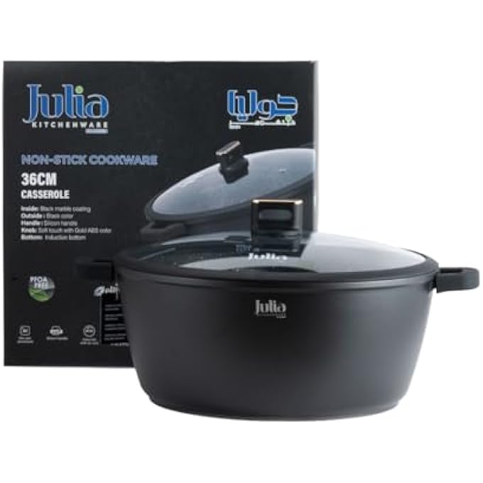 Julia ElitePro Plus Casserole With Lid 36 Cm Diameter Black - Image 1