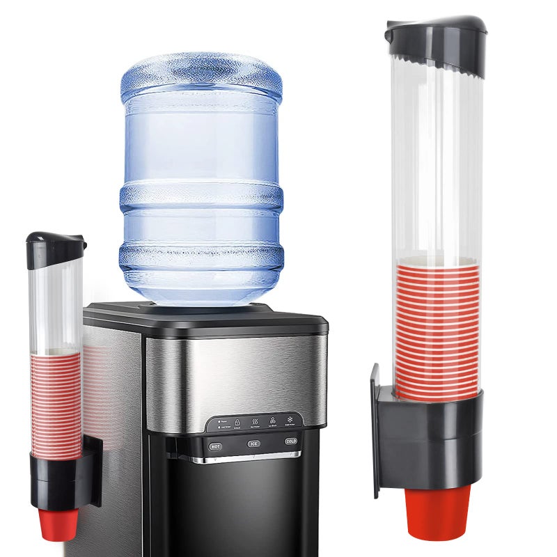 IWNTWY Cup Dispenser Pull Type Wall Mount Cup Holder Water Cooler Cup Dispenser Fits 7oz  12oz Cups for Home Office Hospital Cups Organizer Adhesive Paste or Screw Install Black Large