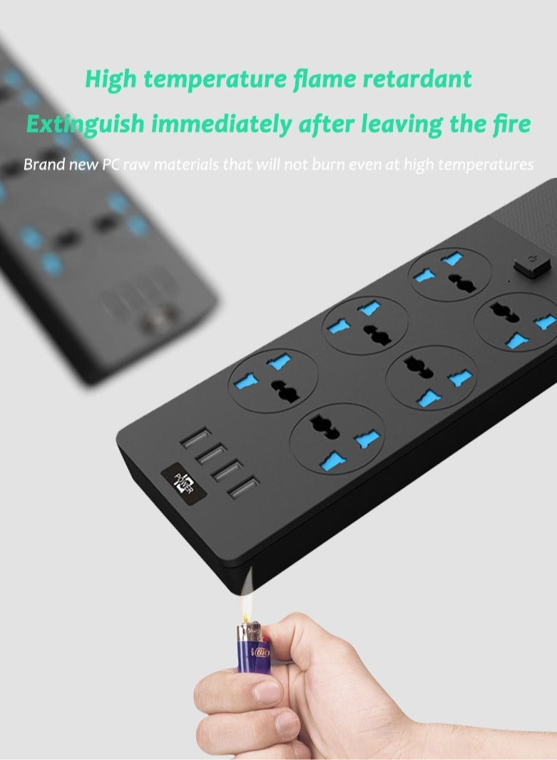 Captaintech Power Strip, Surge Protector, Flat Plug Heavy Duty Extension Cord for Home, Office, Dorm, Gaming Room, Black - Image 3