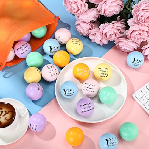 Glimin 48 Pcs Motivational Stress Balls Gifts Bulk Colorful Inspirational Quote Stress Balls with Drawstring Bag Hand Exercise Gifts for Office Anxiety Employee Staff Coworker AdultVibrant Color - Image 5