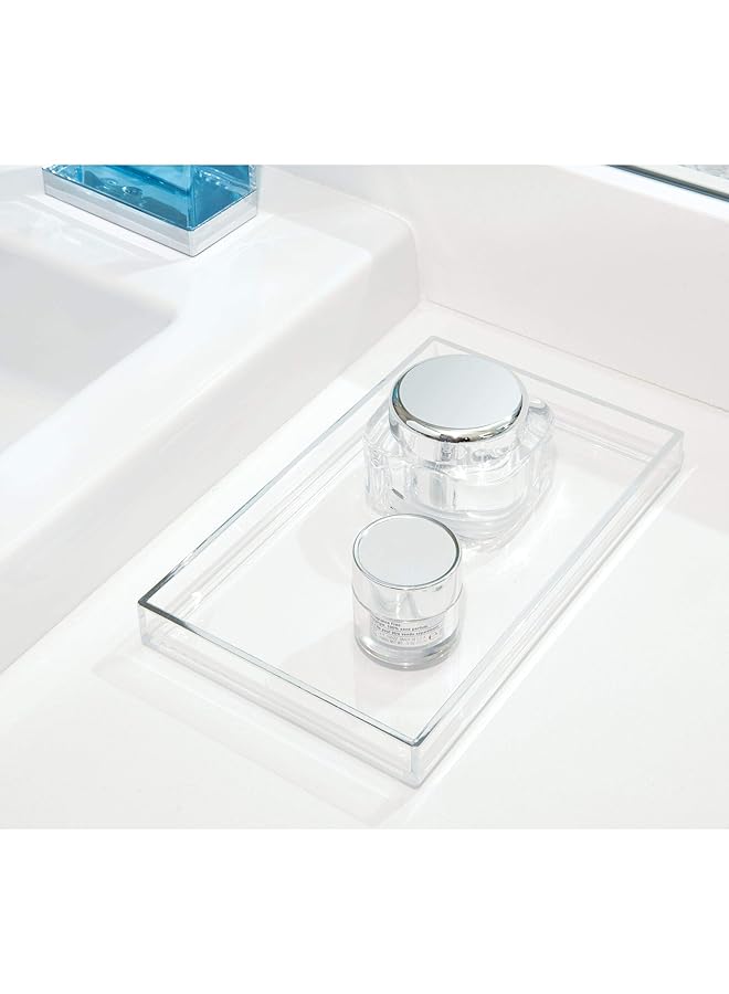 InterDesign Bathroom Tray For Towels Cosmetics And Accessories The Clarity Collection – 8.68” X 5.34” X 0.95” Brushed Silver - Image 2