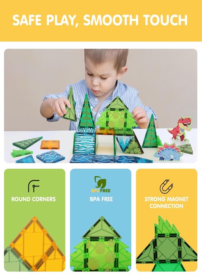 Givzan Magnetic Tiles Animals & Dinosaurs Toys, STEM Educational Building Blocks, Sensory Set 35 PCS for Toddlers Kids Ages 3-5 5-7, Boys Girls Birthday Gift Age 3+ - Image 3