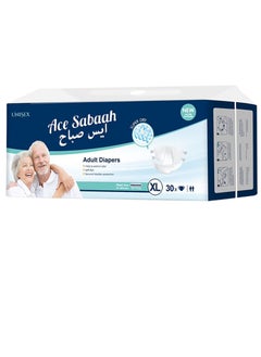 ايس صباح حفاضات إيس صباح سوبر دراي للبالغين ، مقاس XL ، ملمس ناعم ، عبوة من 30 قطعة ، مقاس الخصر 52-68 بوصة ، 132-173 سم  - Image 1