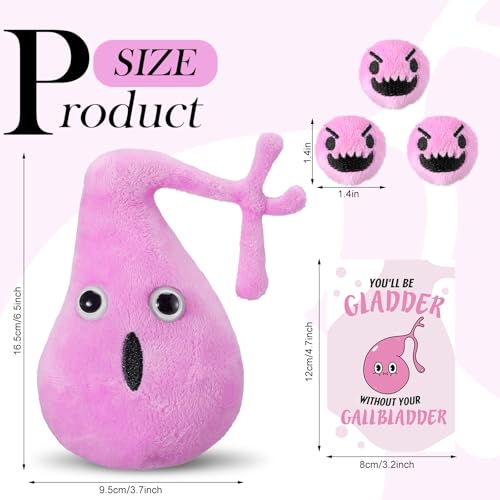 WinnerWhy Gallbladder Plush Set Gall Surgery Recovery Gifts Include Gall Plush with Gallstones Stuffed and Gallbladder Get Well Card Operation Removal Recovery Gift for Gallstones PatientPink - Image 5