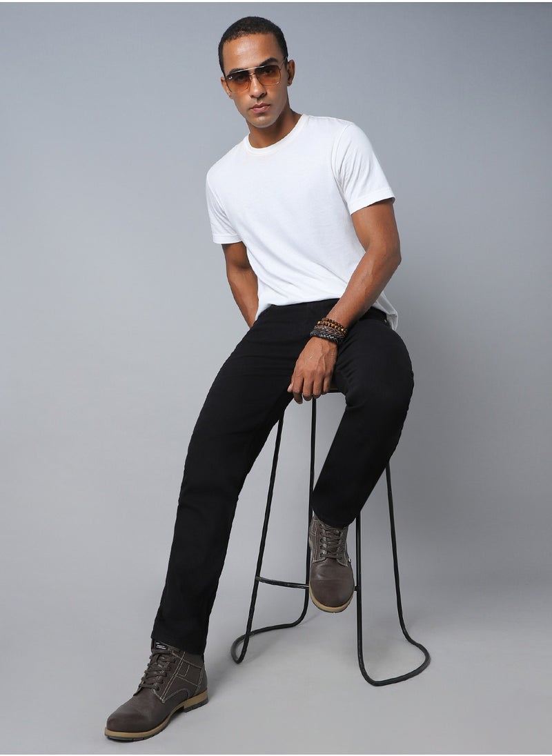 HIGH STAR Black Straight Fit Jeans for Men, Stretchable Comfort  - Image 1