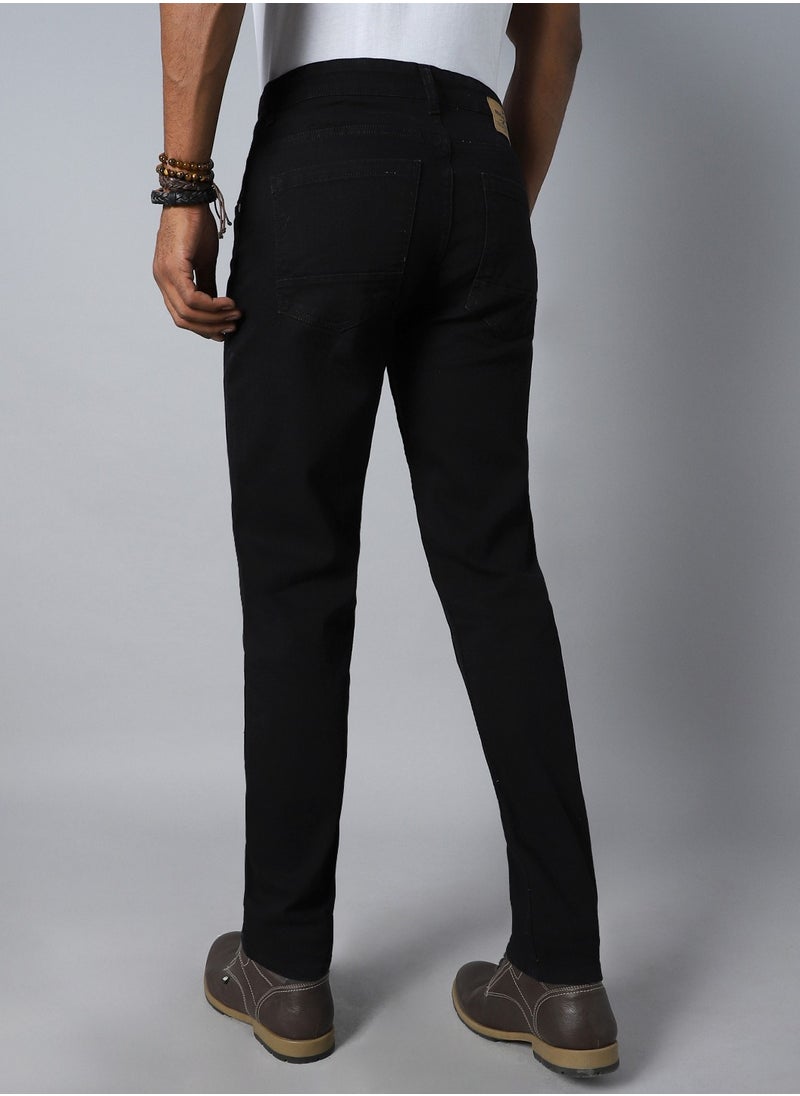 HIGH STAR Black Straight Fit Jeans for Men, Stretchable Comfort  - Image 3