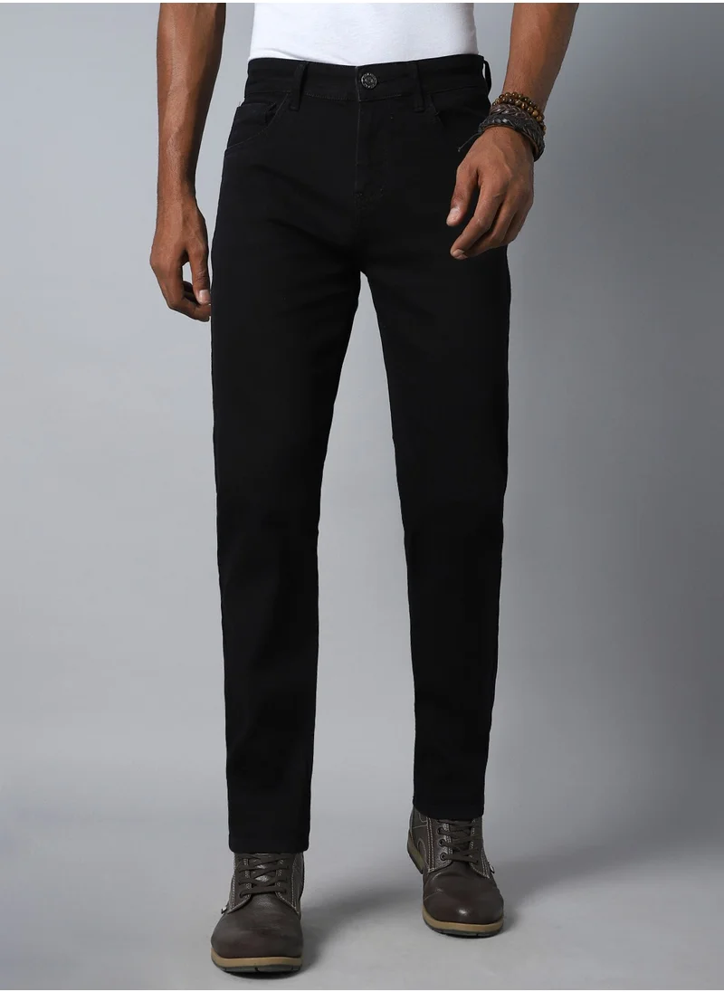 هاي ستار Black Straight Fit Jeans for Men, Stretchable Comfort