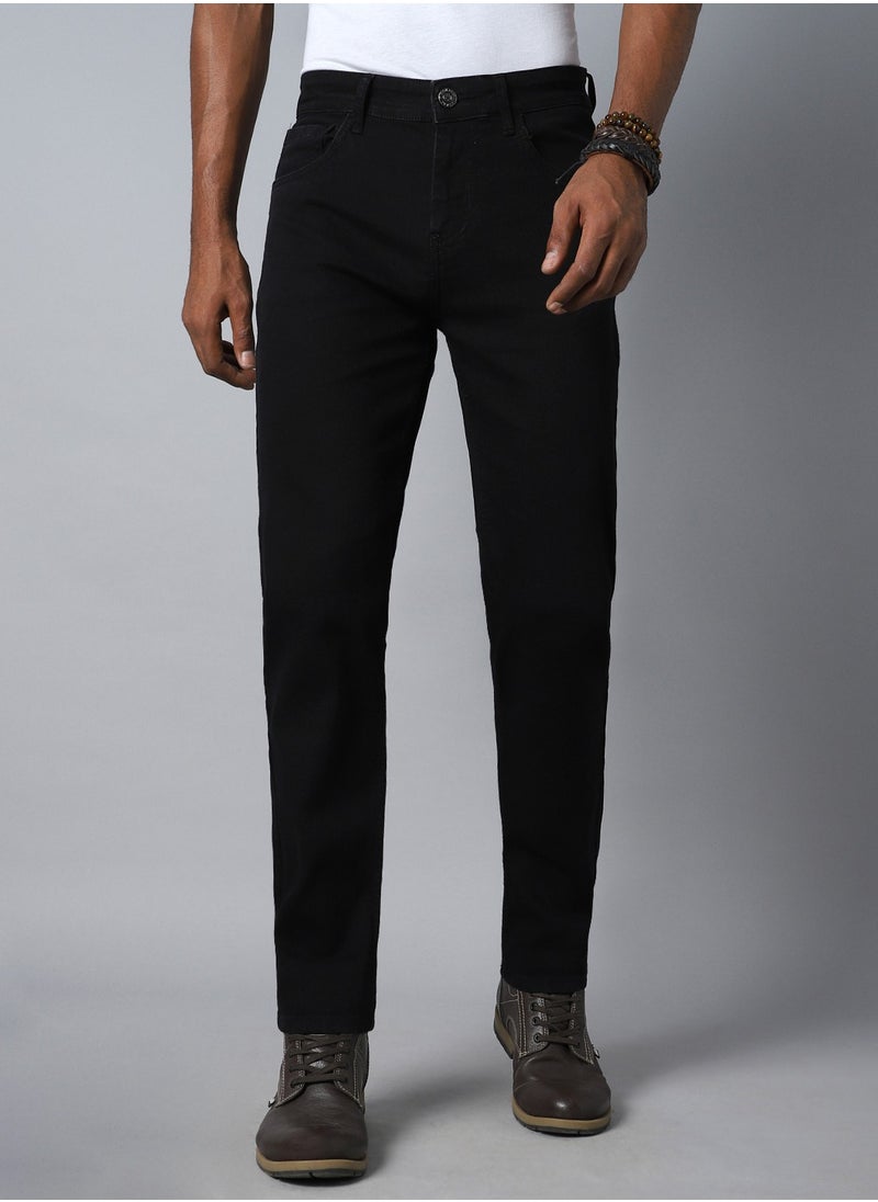 HIGH STAR Black Straight Fit Jeans for Men, Stretchable Comfort  - Image 2