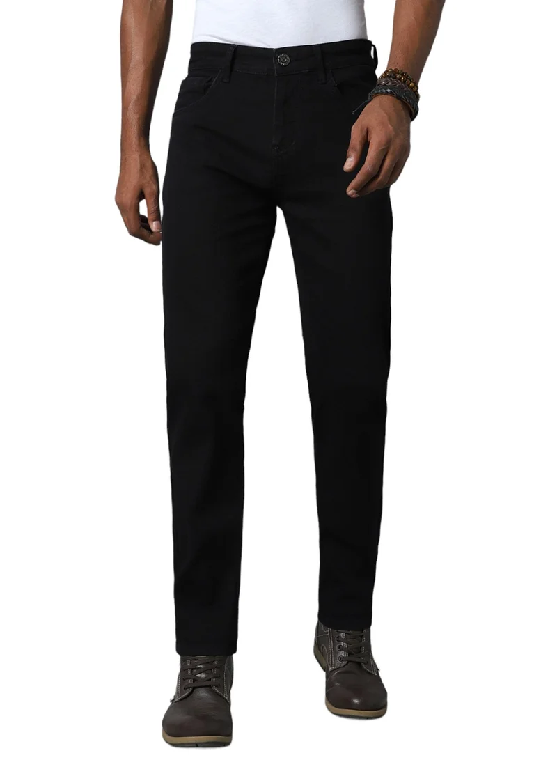 HIGH STAR Black Straight Fit Jeans for Men, Stretchable Comfort