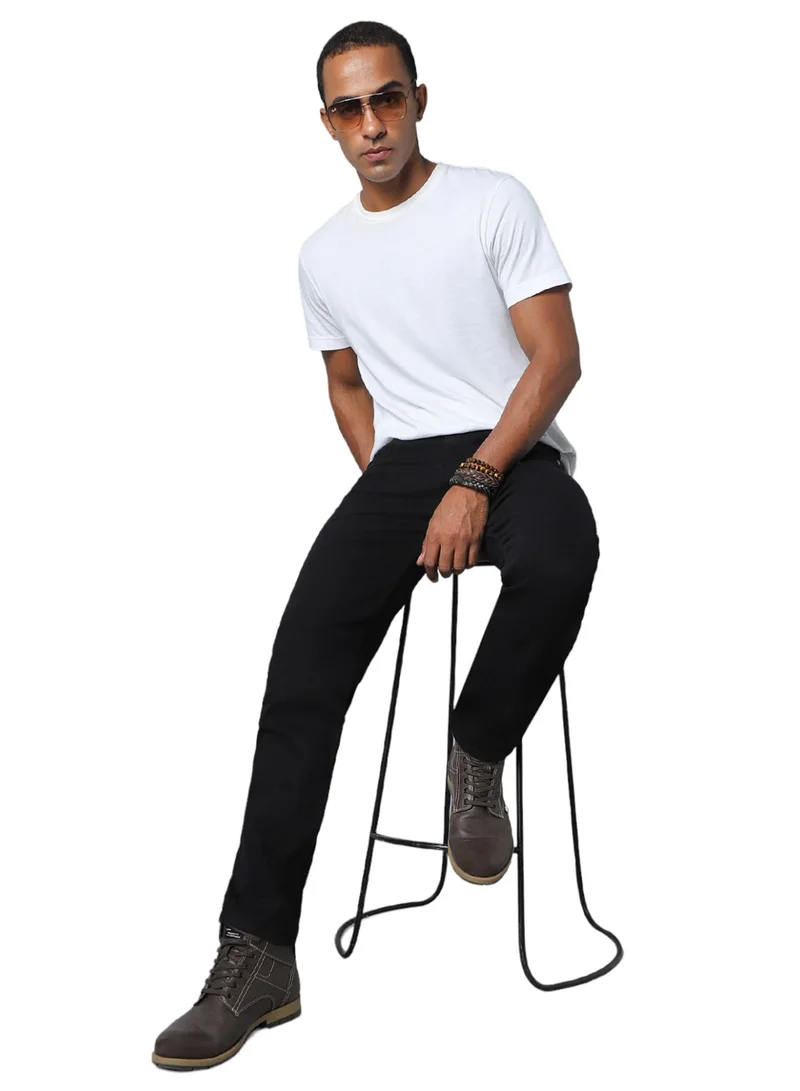 HIGH STAR Black Straight Fit Jeans for Men, Stretchable Comfort