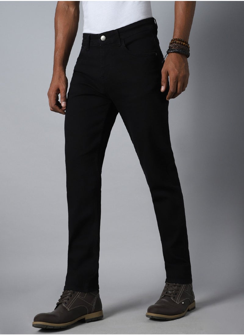 HIGH STAR Black Straight Fit Jeans for Men, Stretchable Comfort  - Image 5