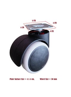 GROWVIBE CRAFT Growvibe Heavy Duty White Plate Twin Caster Wheels Tyres Suitable for All Office Chairs Appliance Furniture Caster  - Image 3