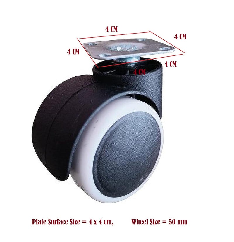 GROWVIBE CRAFT Growvibe Heavy Duty White Plate Twin Caster Wheels Tyres Suitable for All Office Chairs Appliance Furniture Caster - Image 3