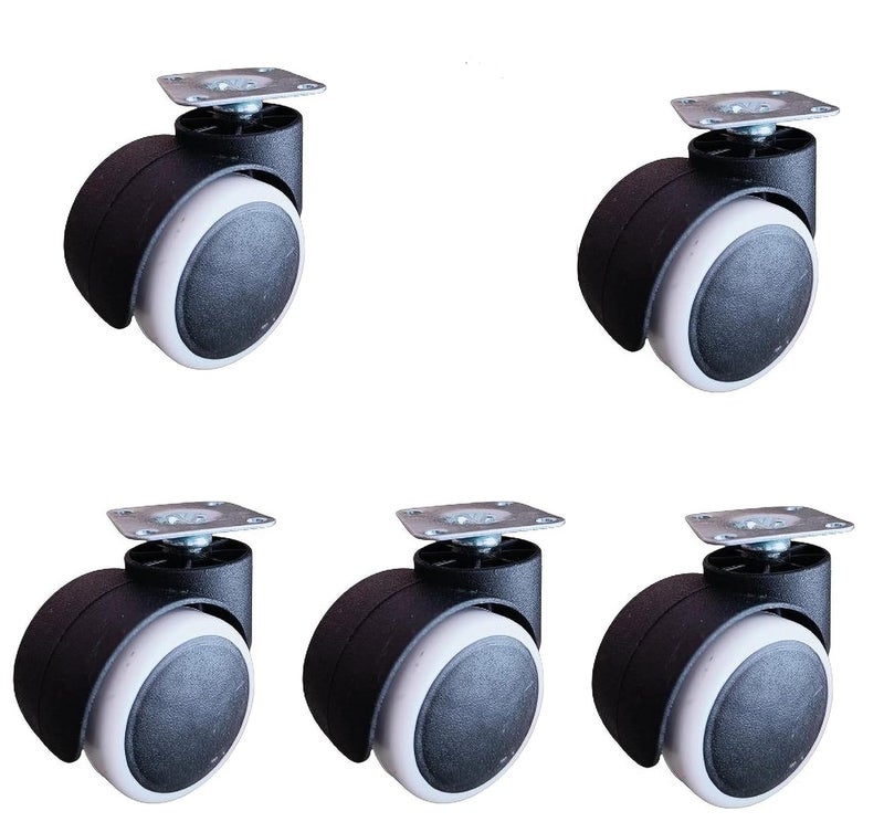 GROWVIBE CRAFT Growvibe Heavy Duty White Plate Twin Caster Wheels Tyres Suitable for All Office Chairs Appliance Furniture Caster - Image 1