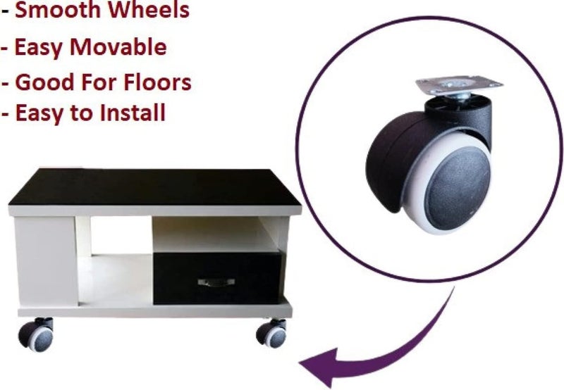 GROWVIBE CRAFT Growvibe Heavy Duty White Plate Twin Caster Wheels Tyres Suitable for All Office Chairs Appliance Furniture Caster - Image 5