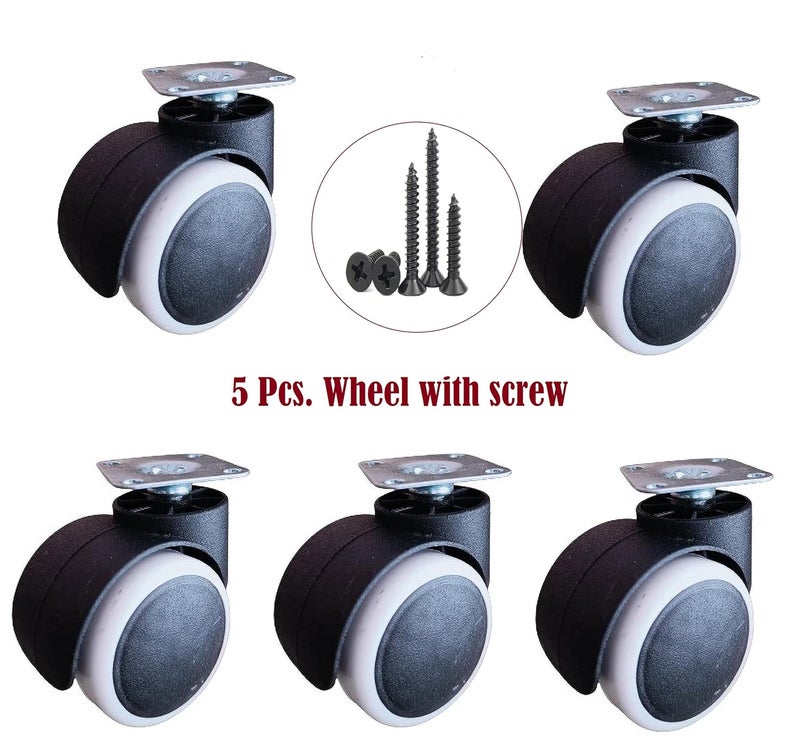 GROWVIBE CRAFT Growvibe Heavy Duty White Plate Twin Caster Wheels Tyres Suitable for All Office Chairs Appliance Furniture Caster - Image 2
