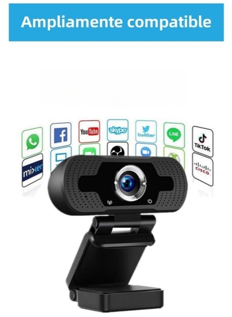 كلوزيلي كاميرا ويب 1080P مع حامل ثلاثي، كاميرا ويب Full HD بسرعة 30 إطار/ثانية، Webcam للكمبيوتر واللابتوب، توصيل USB Plug & Play، مزودة بميكروفون HD، دوران 360° وزاوية رؤية 110°، عزل ضوضاء مزدوج، تركيز تلقائي، مناسبة للتسجيل والمكالمات والمؤتمرات وسطح المكتب ويوتيوب - Image 5