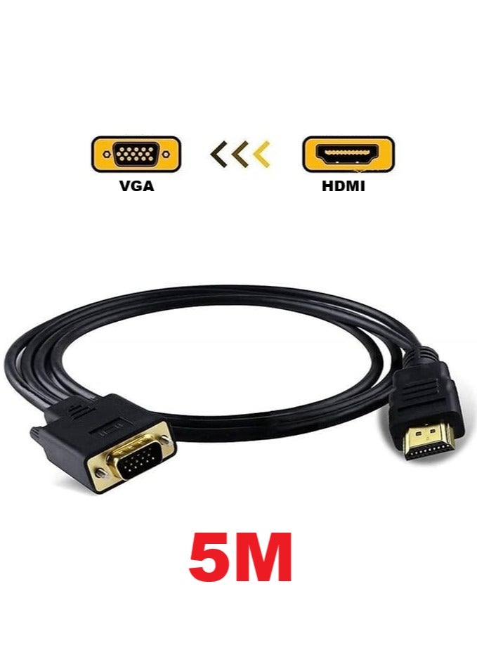 فوجيشكا كيبل HDMI إلى VGA بطول 5 متر – محول عرض من HDMI إلى VGA للشاشات والبروجكتر - Image 2