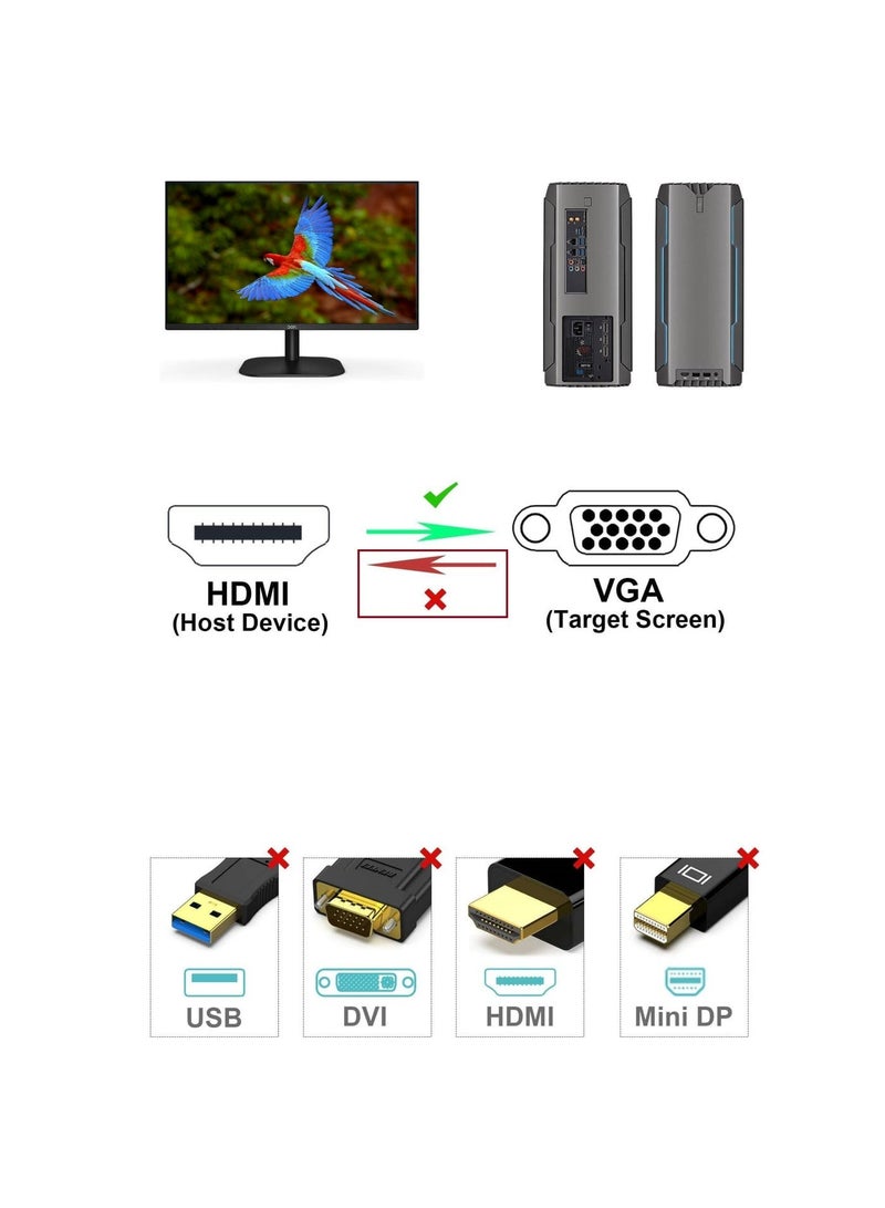 فوجيشكا كيبل HDMI إلى VGA بطول 5 متر – محول عرض من HDMI إلى VGA للشاشات والبروجكتر - Image 5