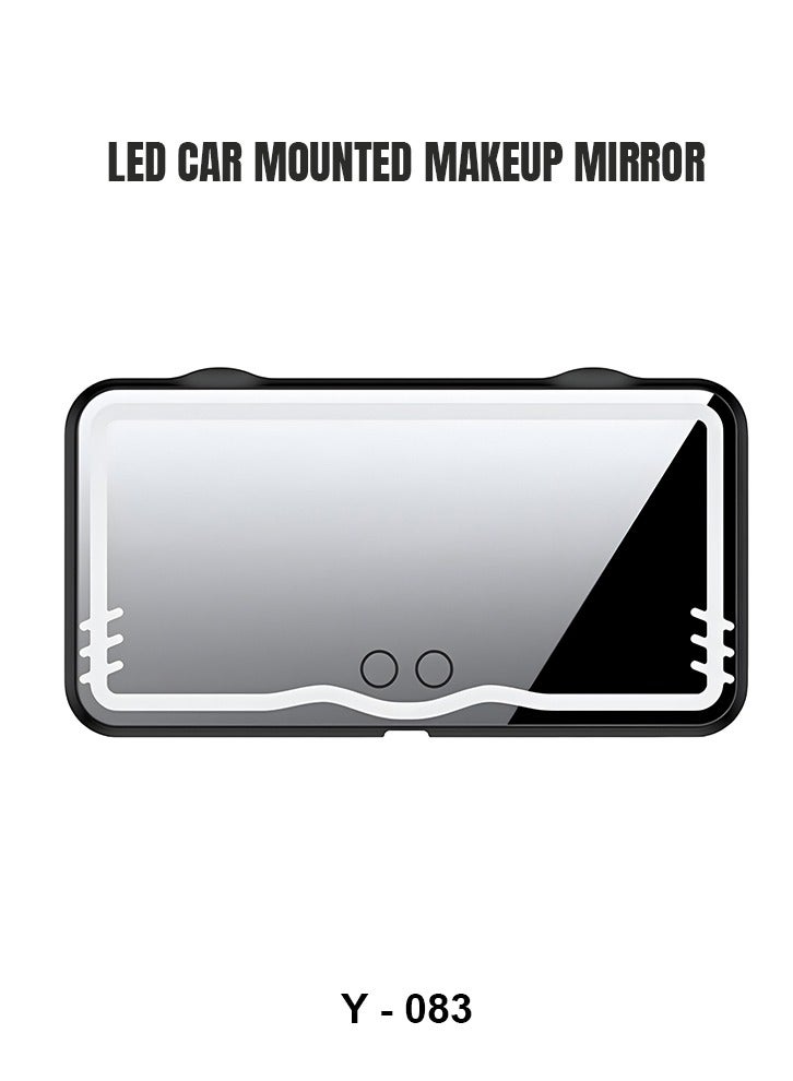 Generic LED Car Sun Visor Makeup Mirror with Touch Screen Dimmable Lights Type-C Rechargeable HD Glass Compact Vanity Mirror for Vehicles Night Lighting Adjustable Brightness Portable Beauty Mirror - Y-083  - Image 1