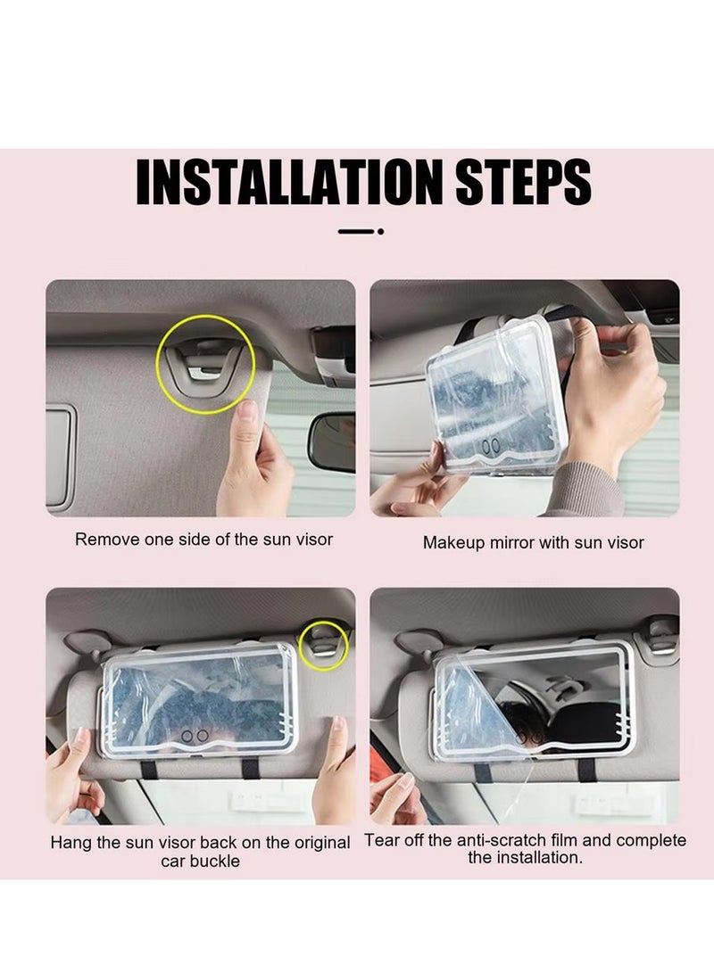 Generic LED Car Sun Visor Makeup Mirror with Touch Screen Dimmable Lights Type-C Rechargeable HD Glass Compact Vanity Mirror for Vehicles Night Lighting Adjustable Brightness Portable Beauty Mirror - Y-083  - Image 5