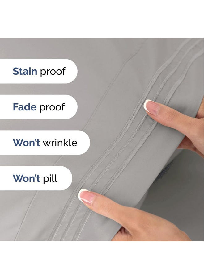 SIGNOOLA - Signoola Flat Sheet Set Of 4 Pieces - Comfy Breathable & Cooling Sheets - Hotel Luxury Bed Sheets ( 180 x 240 cm )   - Deep Pockets, Easy-Fit, Extra Soft - Grey - Image 1