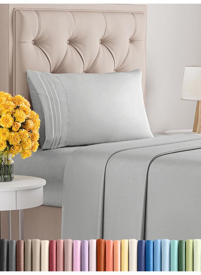 SIGNOOLA - Signoola Flat Sheet Set Of 4 Pieces - Comfy Breathable & Cooling Sheets - Hotel Luxury Bed Sheets ( 180 x 240 cm )   - Deep Pockets, Easy-Fit, Extra Soft - Grey - Image 1