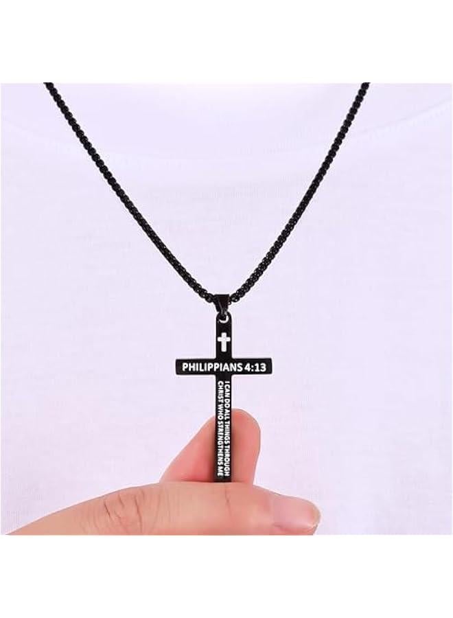Arabest Bible Verse Cross Necklace for Men, Stainless Steel Mens Necklace, Black/Gold/Silver Tone Cross Pendant for Men - Image 3