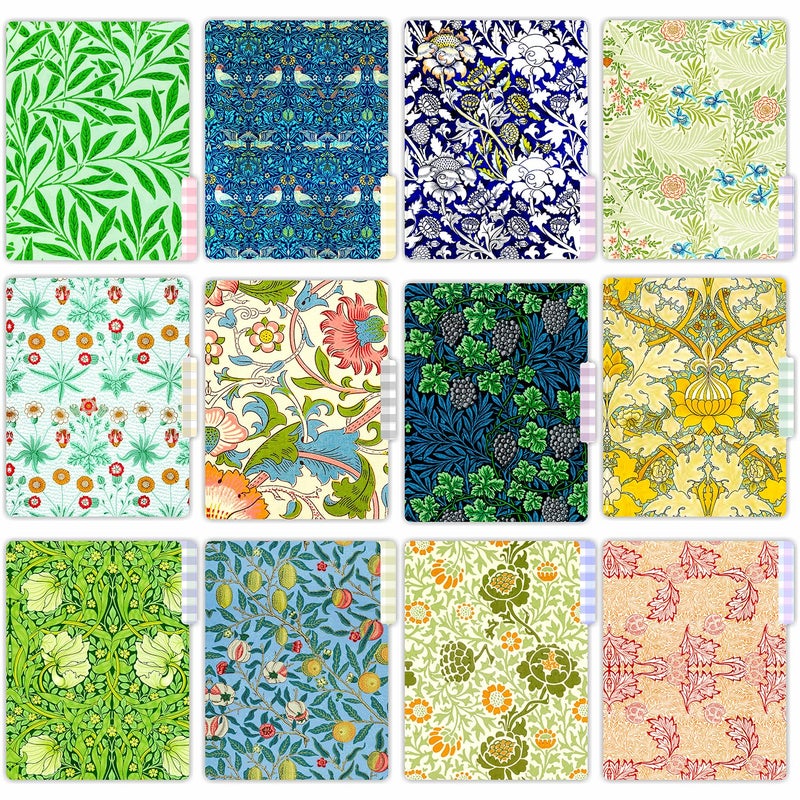 PARTH IMPEX 12 Pack William Morris Decorative File Folders, 1/3 Cut Tab with Assorted Positions, Letter Size Paper Holders (9.75â€ x 11.75â€) Matte Finish Laminated for Office School Work - Image 4