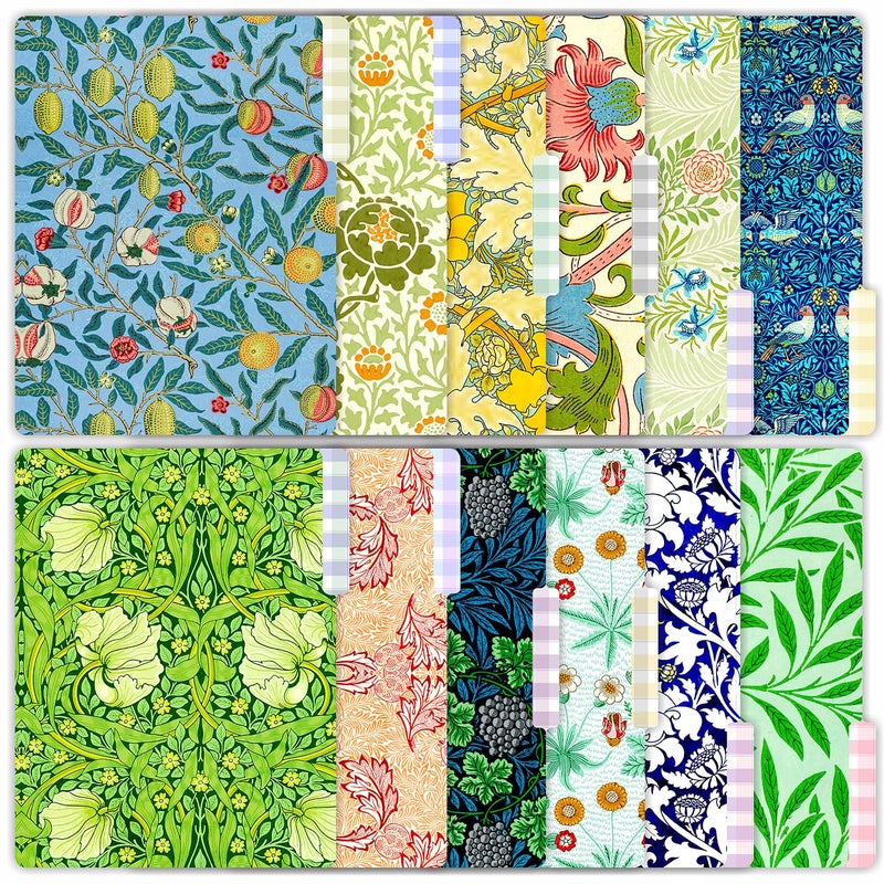 PARTH IMPEX 12 Pack William Morris Decorative File Folders, 1/3 Cut Tab with Assorted Positions, Letter Size Paper Holders (9.75â€ x 11.75â€) Matte Finish Laminated for Office School Work - Image 1