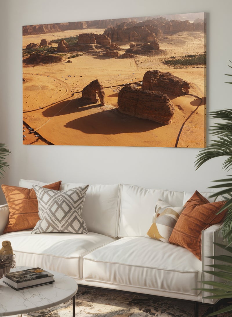 LOWHA Canvas Wall Art Stretched Over Wooden Frame with Scenery of Elephant Mountain in Saudi Al Ula  - Image 1