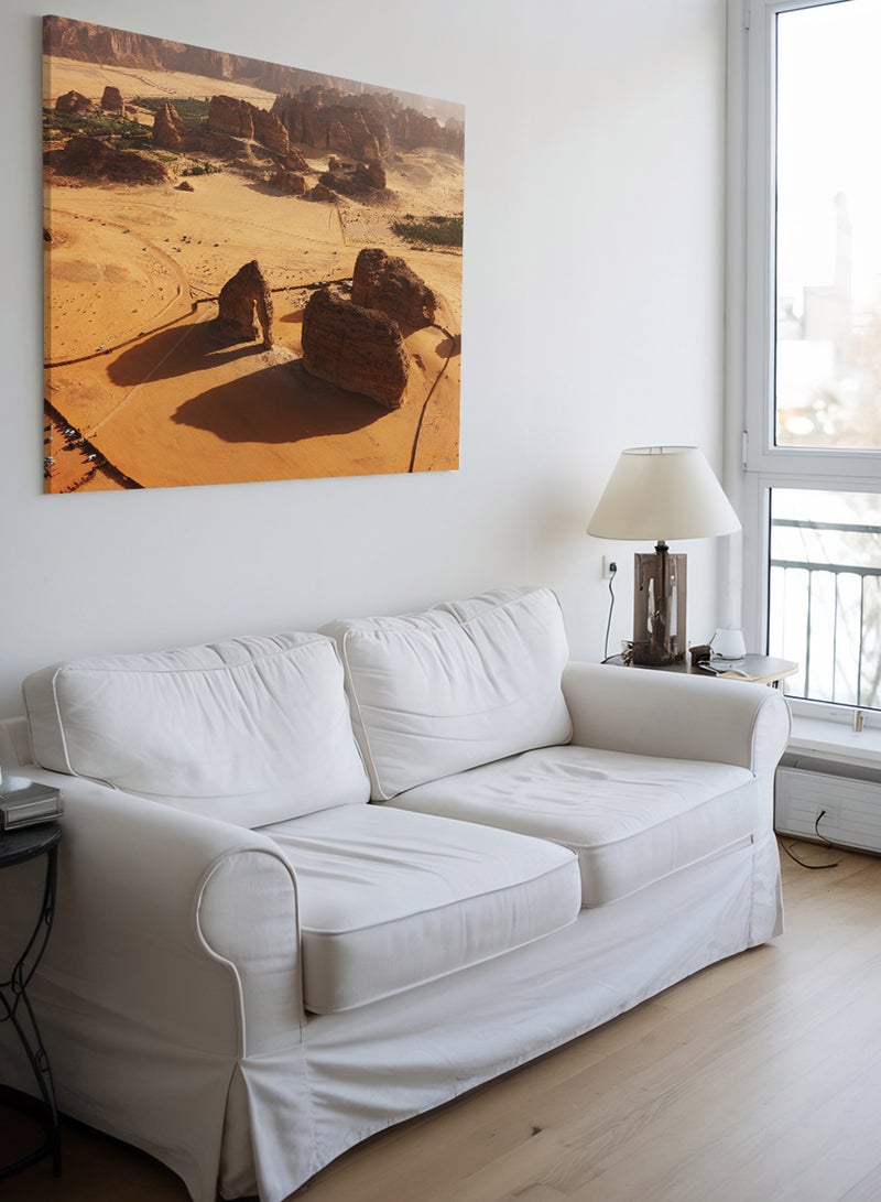 LOWHA Canvas Wall Art Stretched Over Wooden Frame with Scenery of Elephant Mountain in Saudi Al Ula  - Image 5