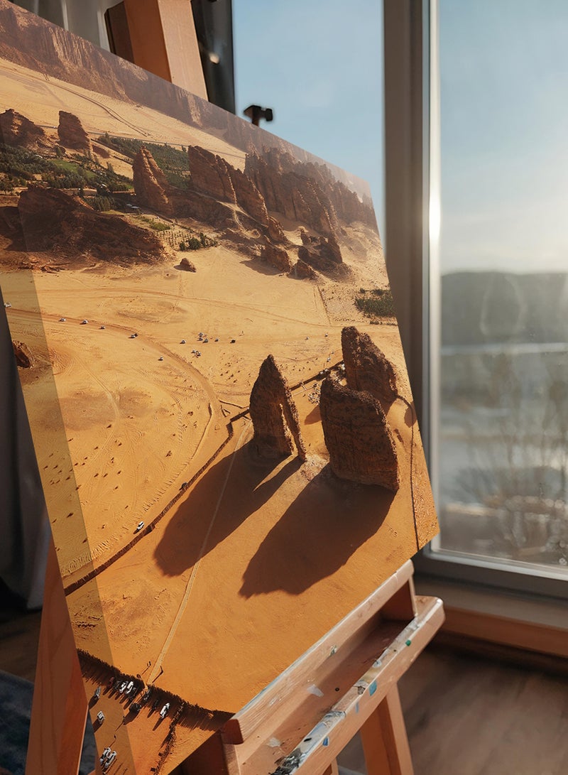 LOWHA Canvas Wall Art Stretched Over Wooden Frame with Scenery of Elephant Mountain in Saudi Al Ula  - Image 4
