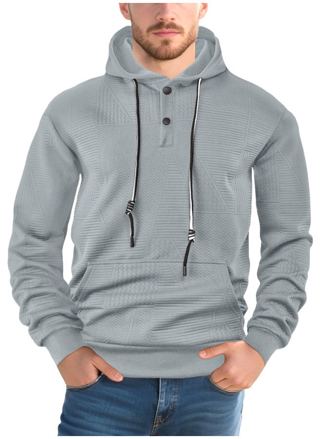 SPRING And Autumn New Style Pullover Solid Color Casual Sports Loose Trendy Long-sleeved Hooded Sweatshirt For Men - Image 1