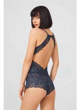 COTTONHILL Petrol Green Snap Back Low-cut Covered Lace Women's Bodysuit  - Image 2