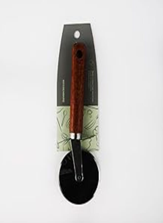 360 Degree High-Quality Stainless Steel Pizza Cutter with Non-Slip Wooden Handle