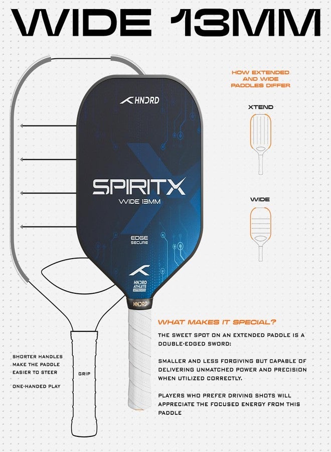 Hundred Carbon Fiber Spirit-X Wide Pickleball Paddle | 13mm Core | Power Play | Free Bag Included (Black/Navy) - Image 2