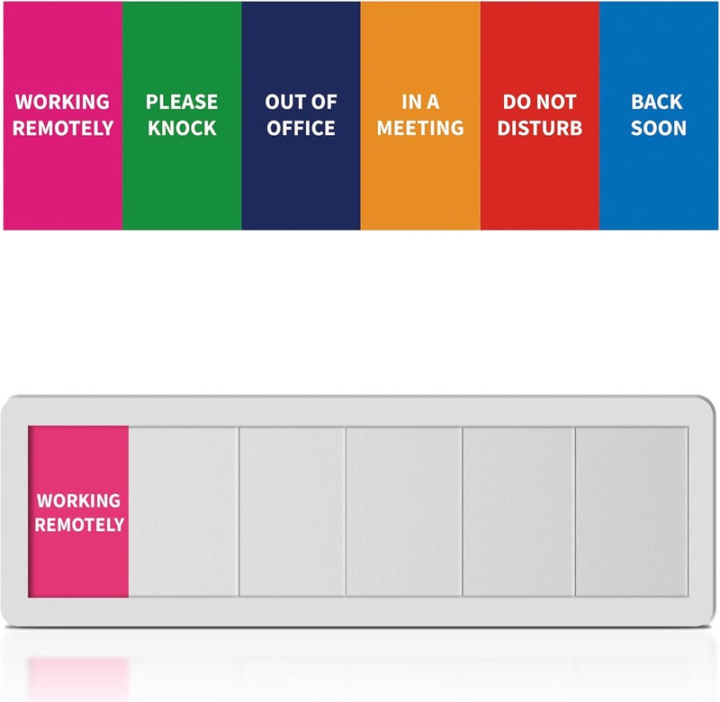 EliteSign Office Door Signs 6 Options Do Not Disturb, Please Knock, In A Meeting, Out Of Office, Working Remotely Back Soon Privacy Door Slider Sign For Meeting & Conference Room Silver - Image 1