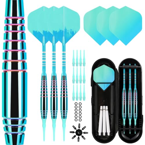 Lavishio Soft Tip Darts Sets - Soft Tip Darts for Electronic Dartboard Plastic Tip Darts Set with Aluminum Shafts + Extra 3 Dart Flights 3 Replace Plastic Shafts (Bright Blue) - Image 1