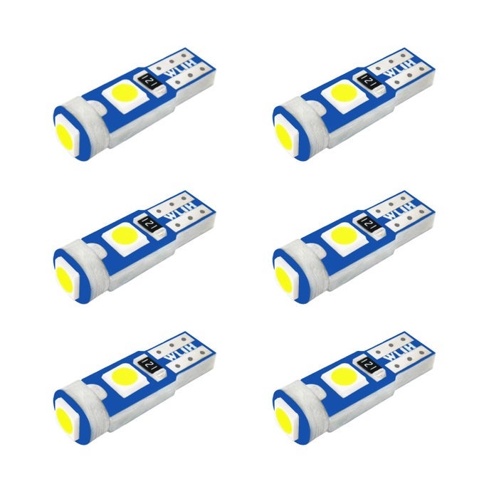 6X T5 Led Wedge Bulbs Canbus Error Free 74 73 17 Extremely Bright White 3030 Chipsets For Auto Car Gauge Cluster Dashboard Light Lamp Instrument Panel Indicators