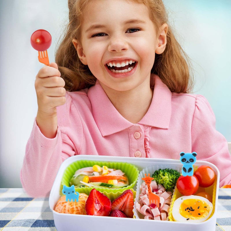 XANGNIER 60 Pcs Silicone Lunch Box Dividers with Animal Food Picks,Reusable Lunch Bento Box Accessories for Kids,Lunchbox Supplies Accessories,Back to School Lunch Essentials,Silicone Cupcake Liners - Image 3
