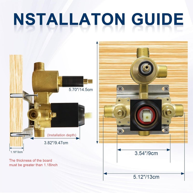 G Solid Brass 3 Way Outlet Function Shower Diverter Valve, Drettyer Pressure Balancing Mixer Mixing Rough-In Valve Kit Replacement, Oil Rubbed Bronze - Image 4