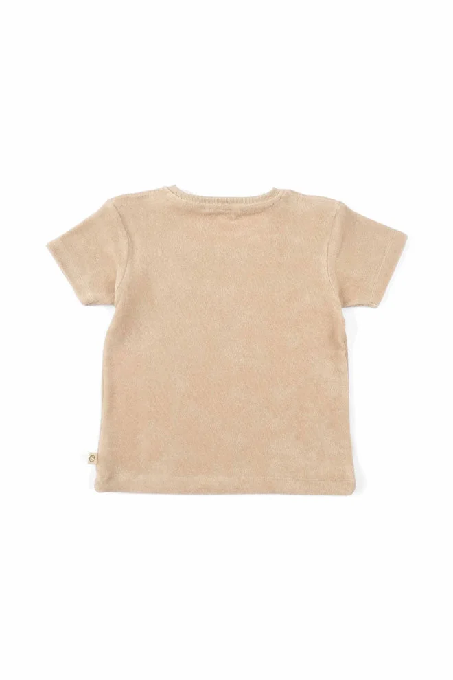 Little Gusto Towel Shorts Set - Beige