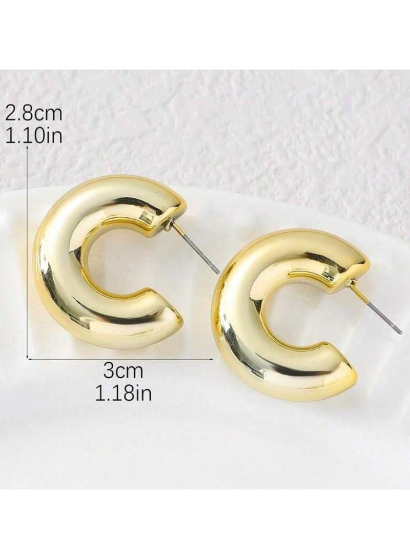 إيكوال حلق اذن نسائي دائري بتصميم عصري مطلي باللون الذهبي - Image 3